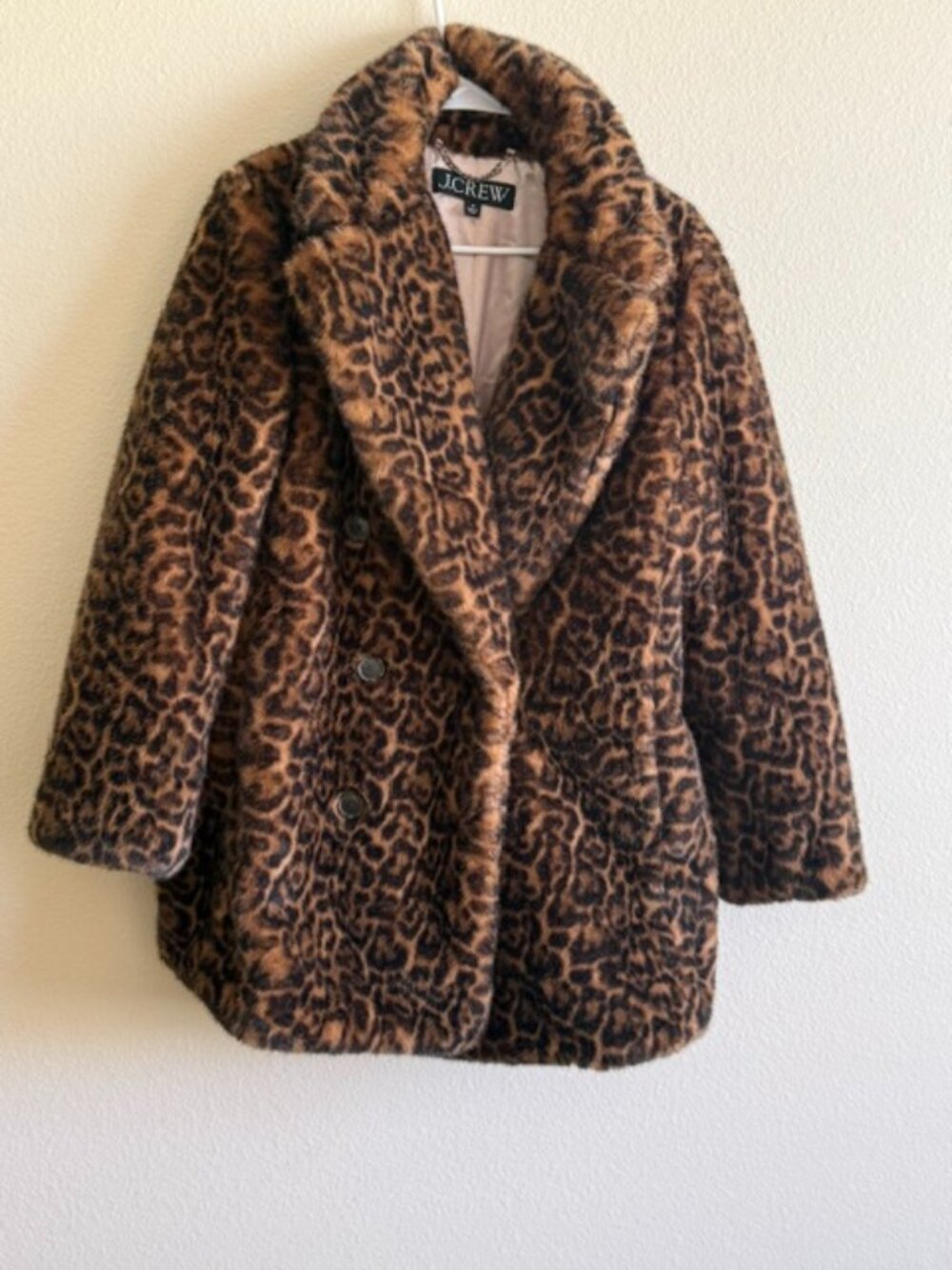 J. Crew Faux Fur Peacoat In Leopard Print